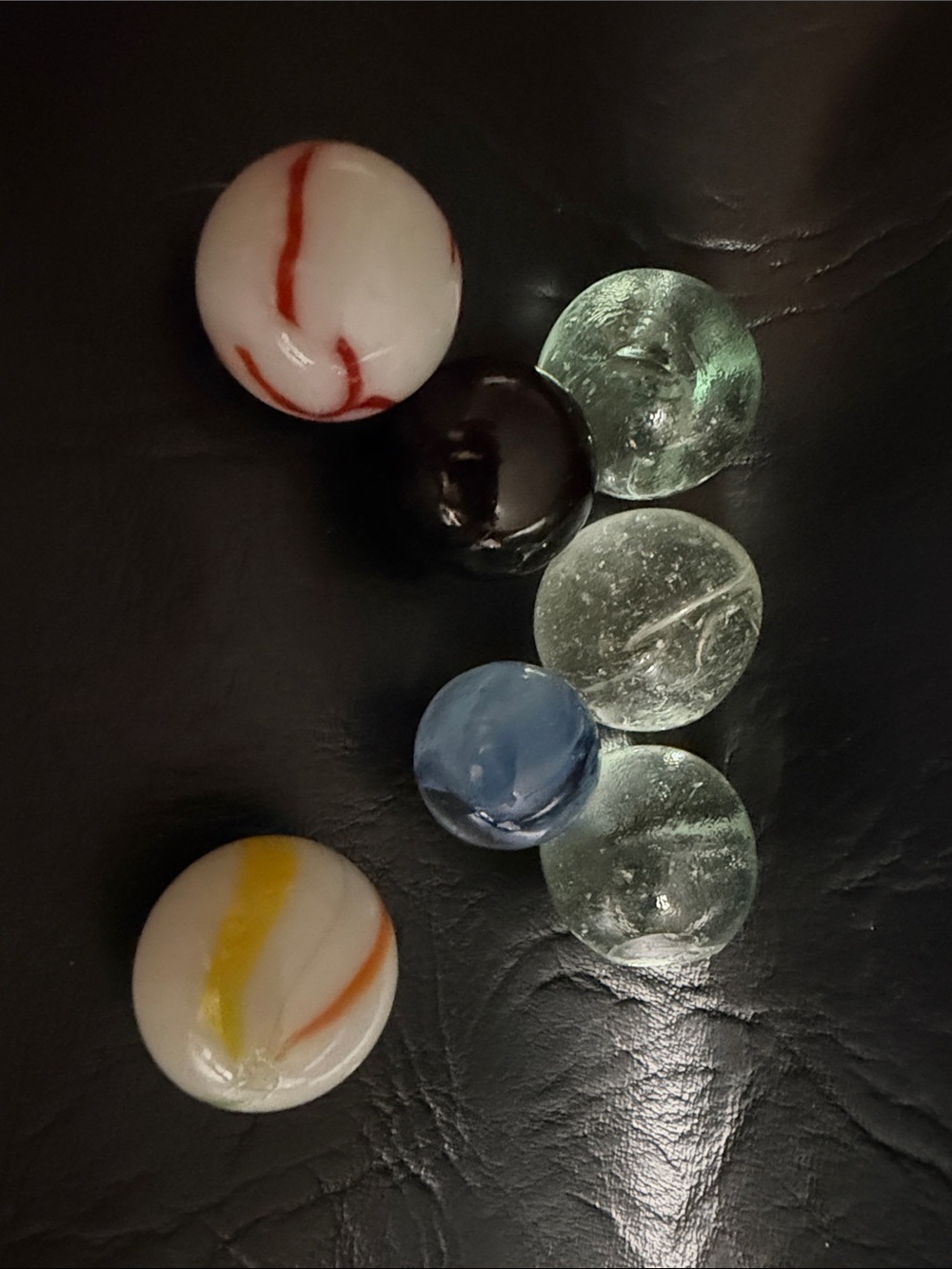 Decorative Glass Marbles Set - Clear, White, Blue, Black, Yellow Accents